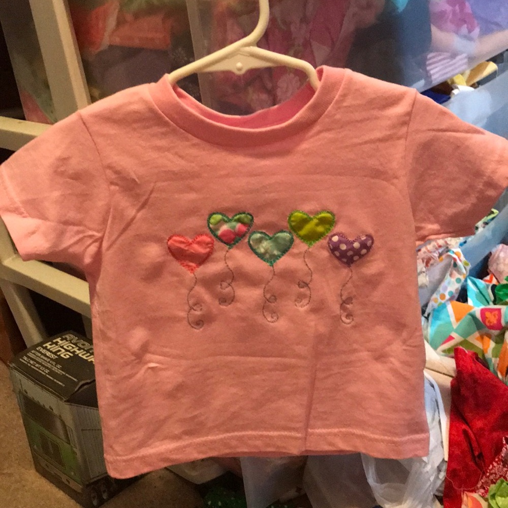 Toddler girls short sleeve heart balloon shirt